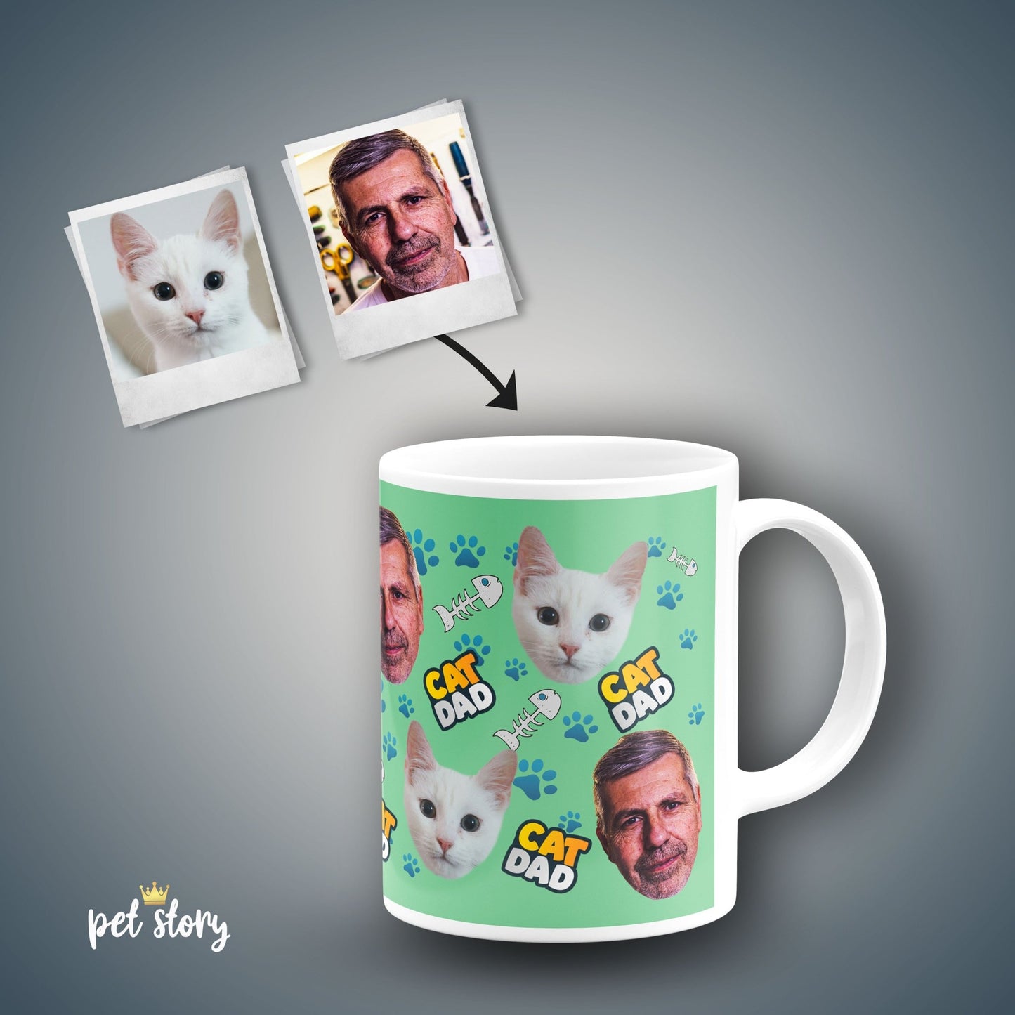 Caneca Cat Dad | Personalizada Animal de Estimação - Pet Story PT