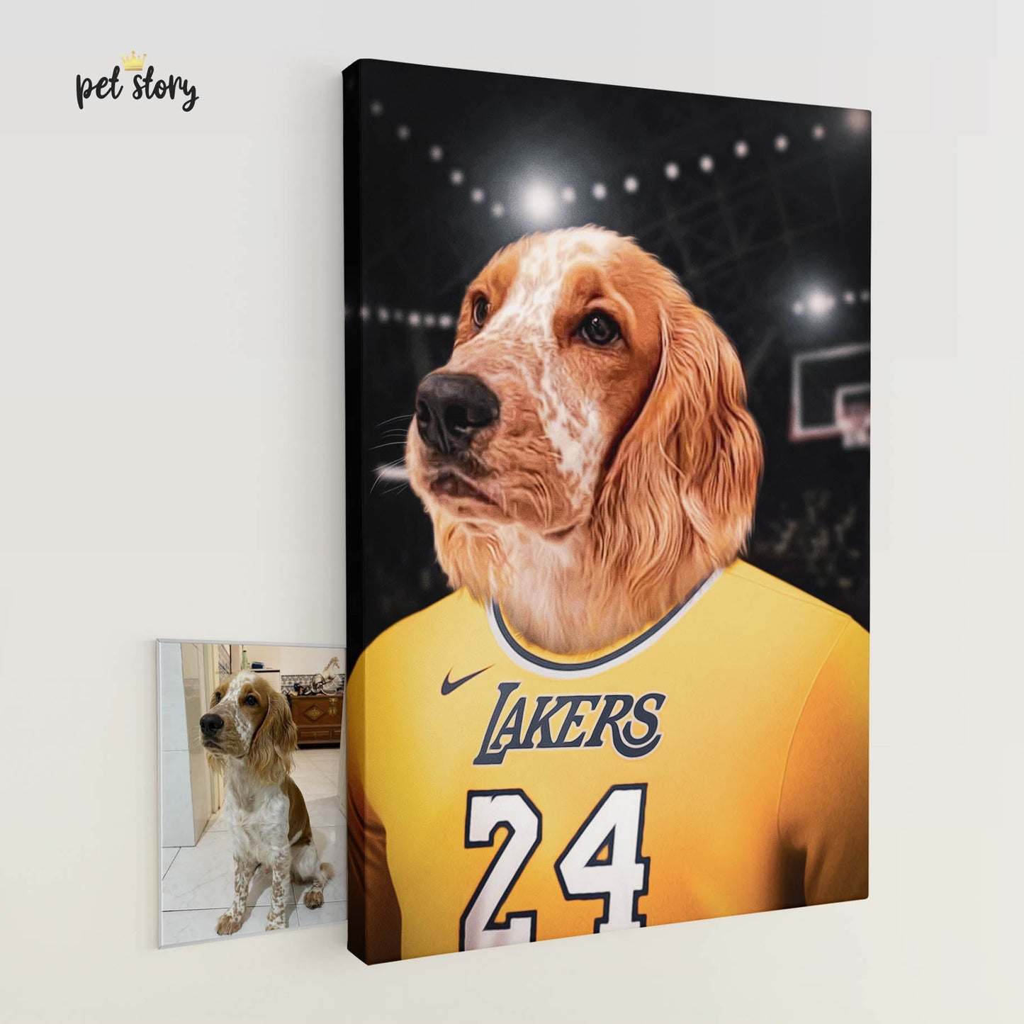 Jogador de Basket Lakers | Retrato Personalizado de Animal de Estimação - Pet Story PT