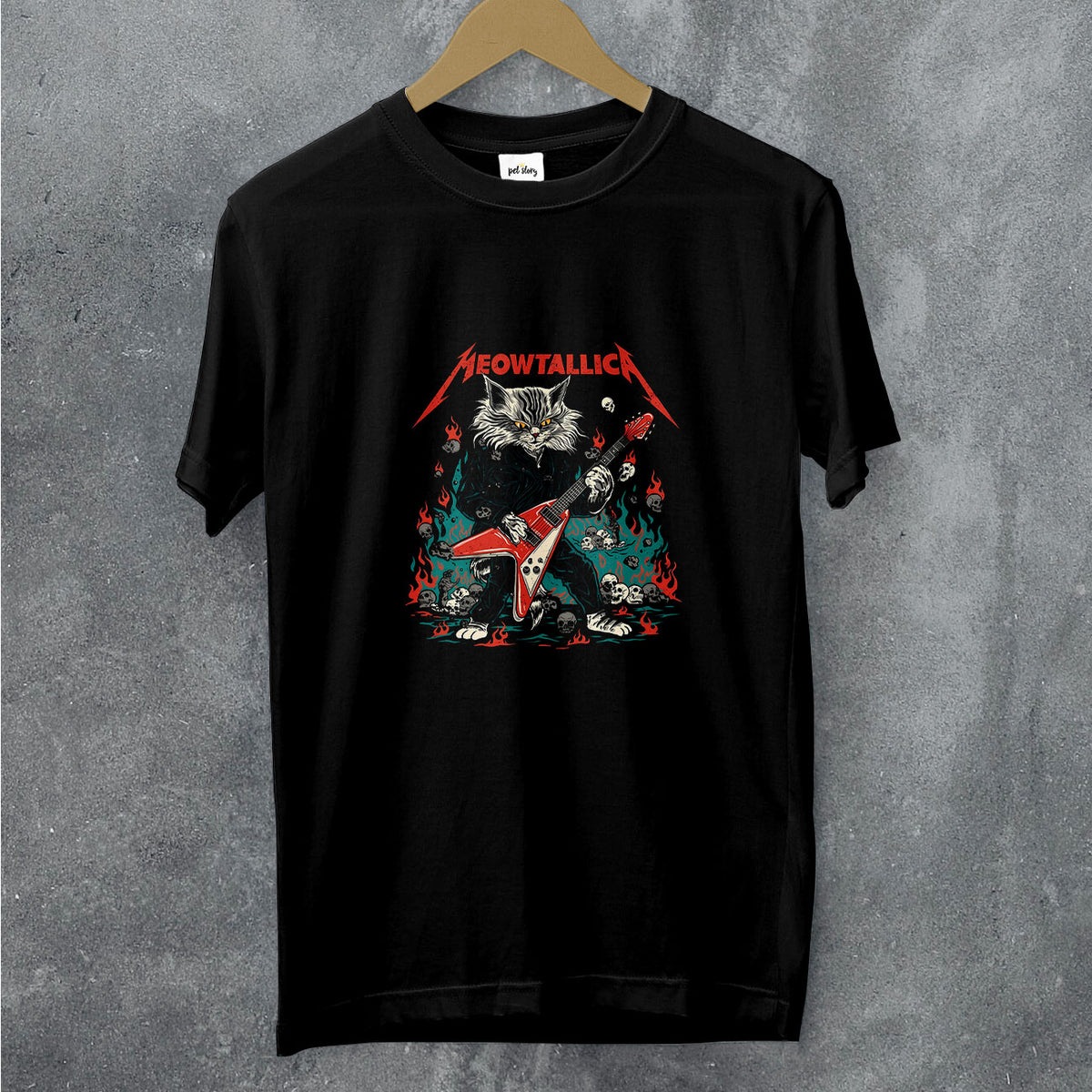 T-shirt Meowtallica preto, Pet Story
