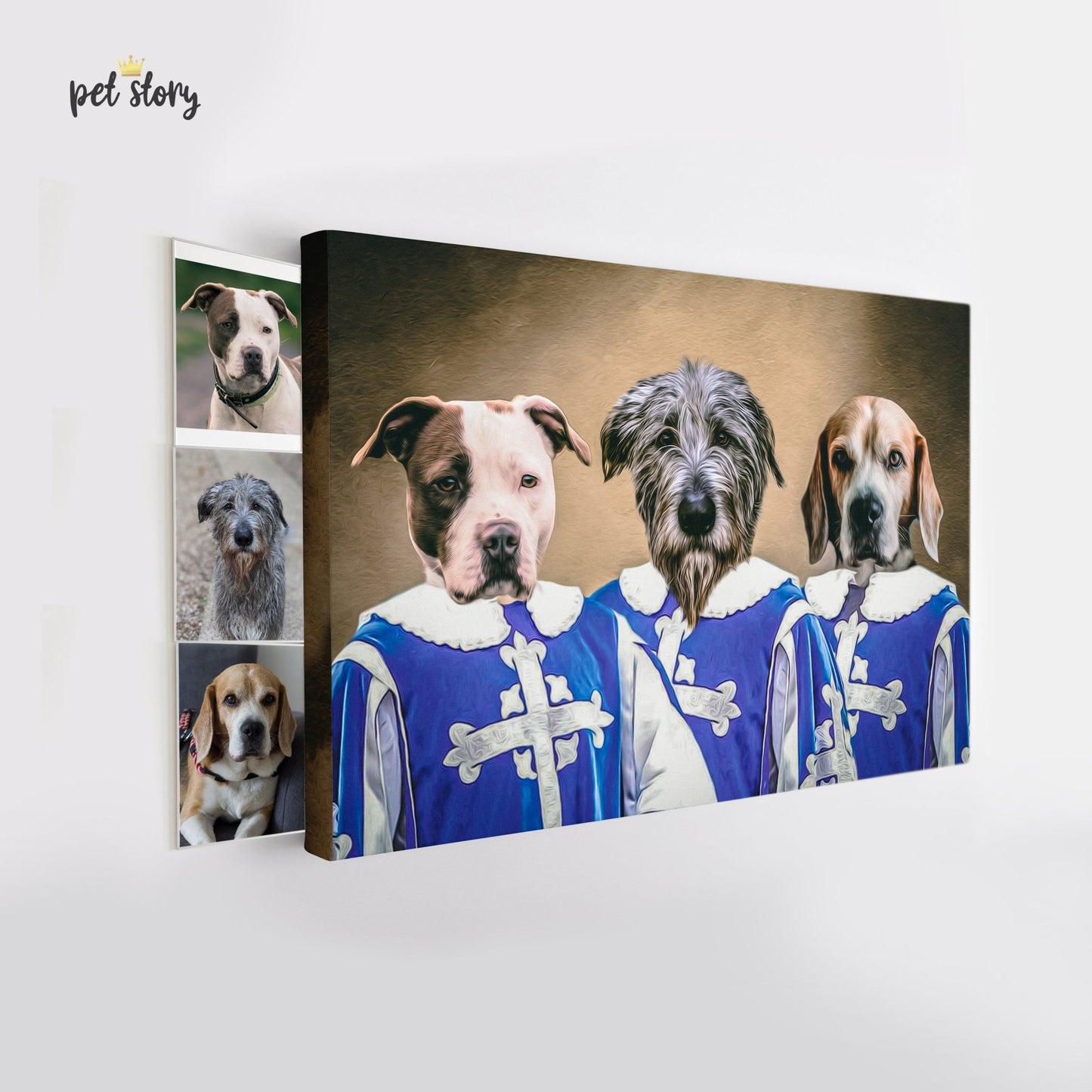 Os 3 Mosqueteiros | Retrato Personalizado de Animal de Estimação - Pet Story PT