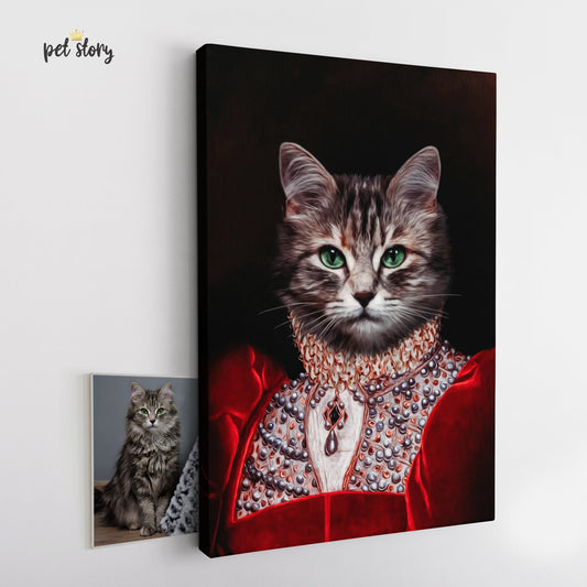 Rainha de Vermelho | Retrato Personalizado de Animal de Estimação - Pet Story PT