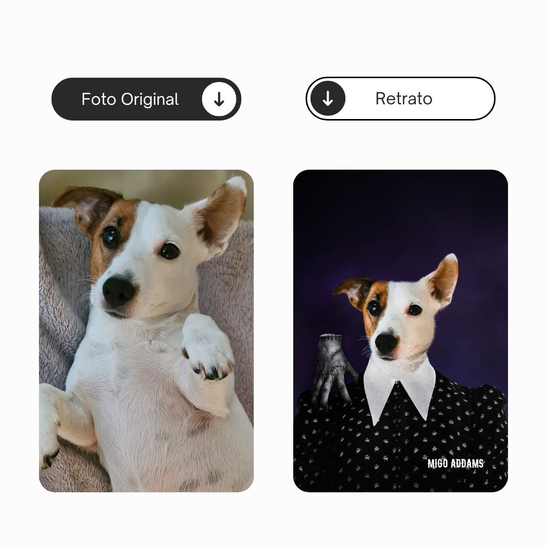 Família Addams | Retrato personalizado do teu animal de estimação