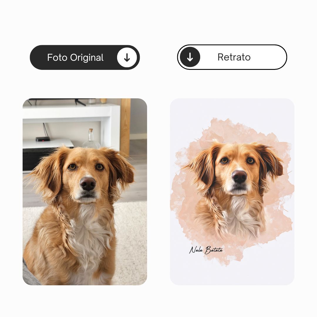 Acuarela Desnuda | Retrato de mascota personalizado