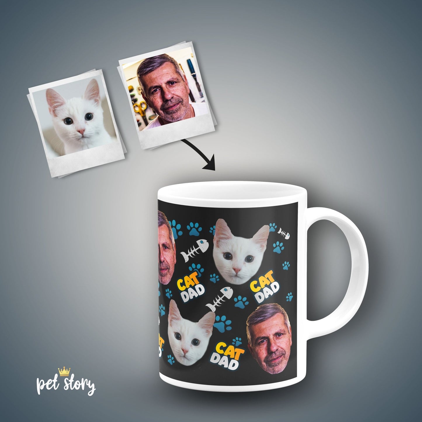 Caneca Cat Dad | Personalizada Animal de Estimação - Pet Story PT