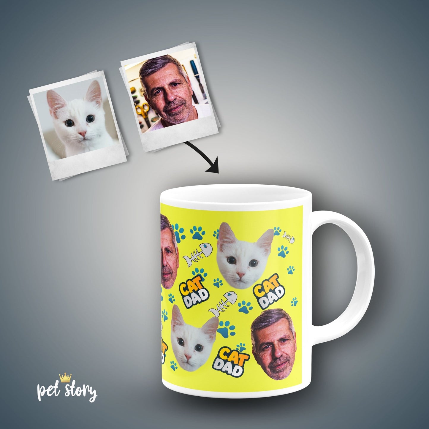 Caneca Cat Dad | Personalizada Animal de Estimação - Pet Story PT