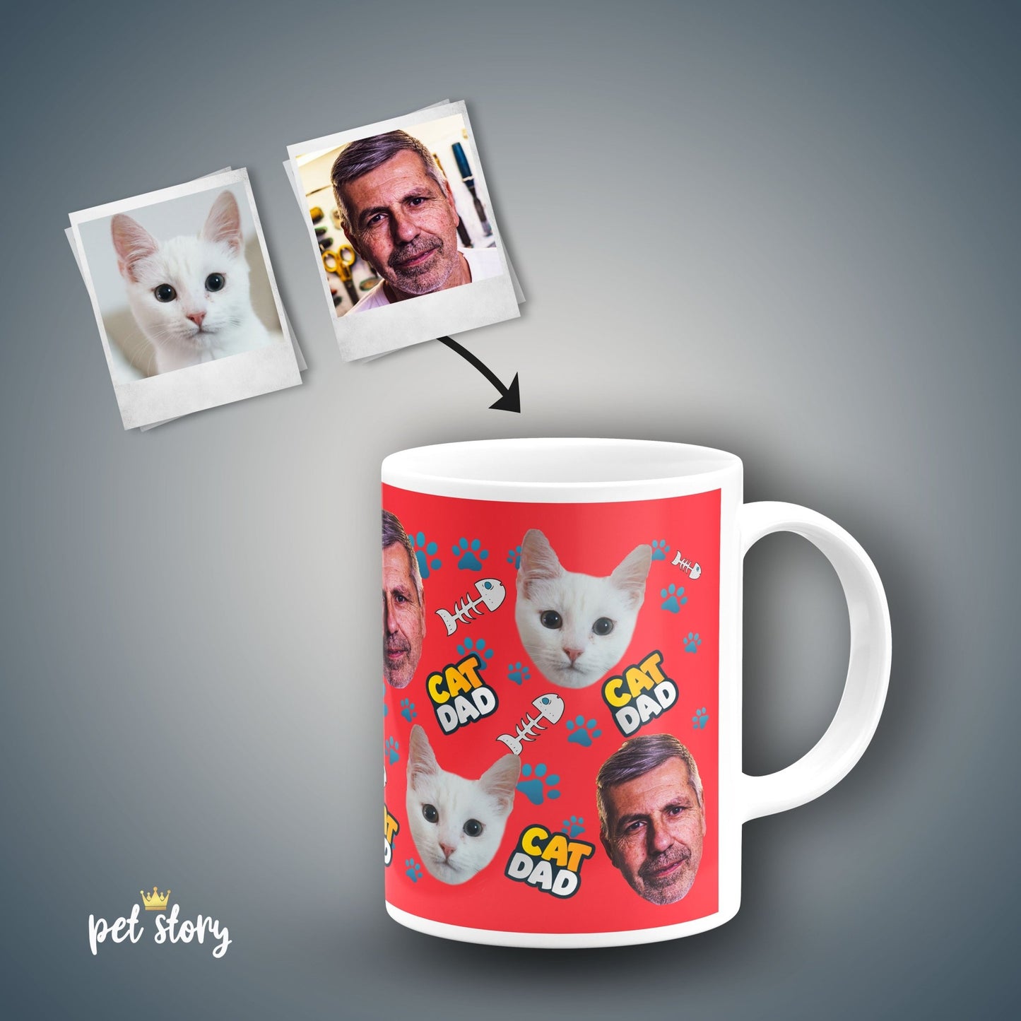 Caneca Cat Dad | Personalizada Animal de Estimação - Pet Story PT