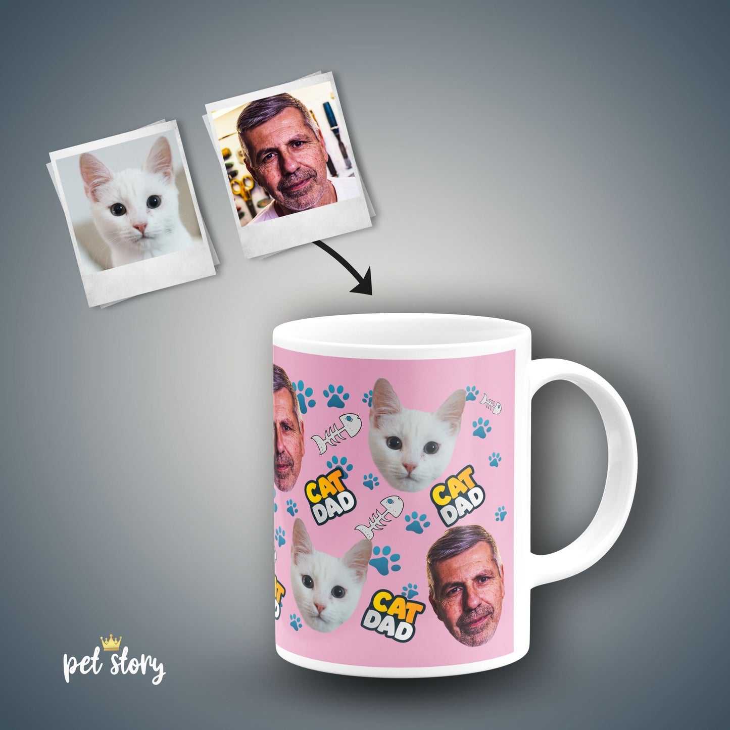Caneca Cat Dad | Personalizada Animal de Estimação - Pet Story PT