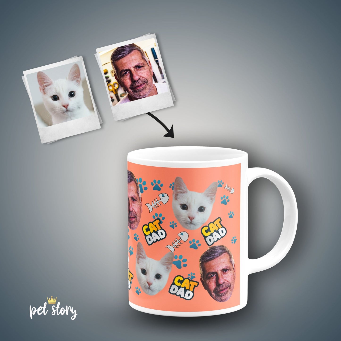 Caneca Cat Dad | Personalizada Animal de Estimação - Pet Story PT