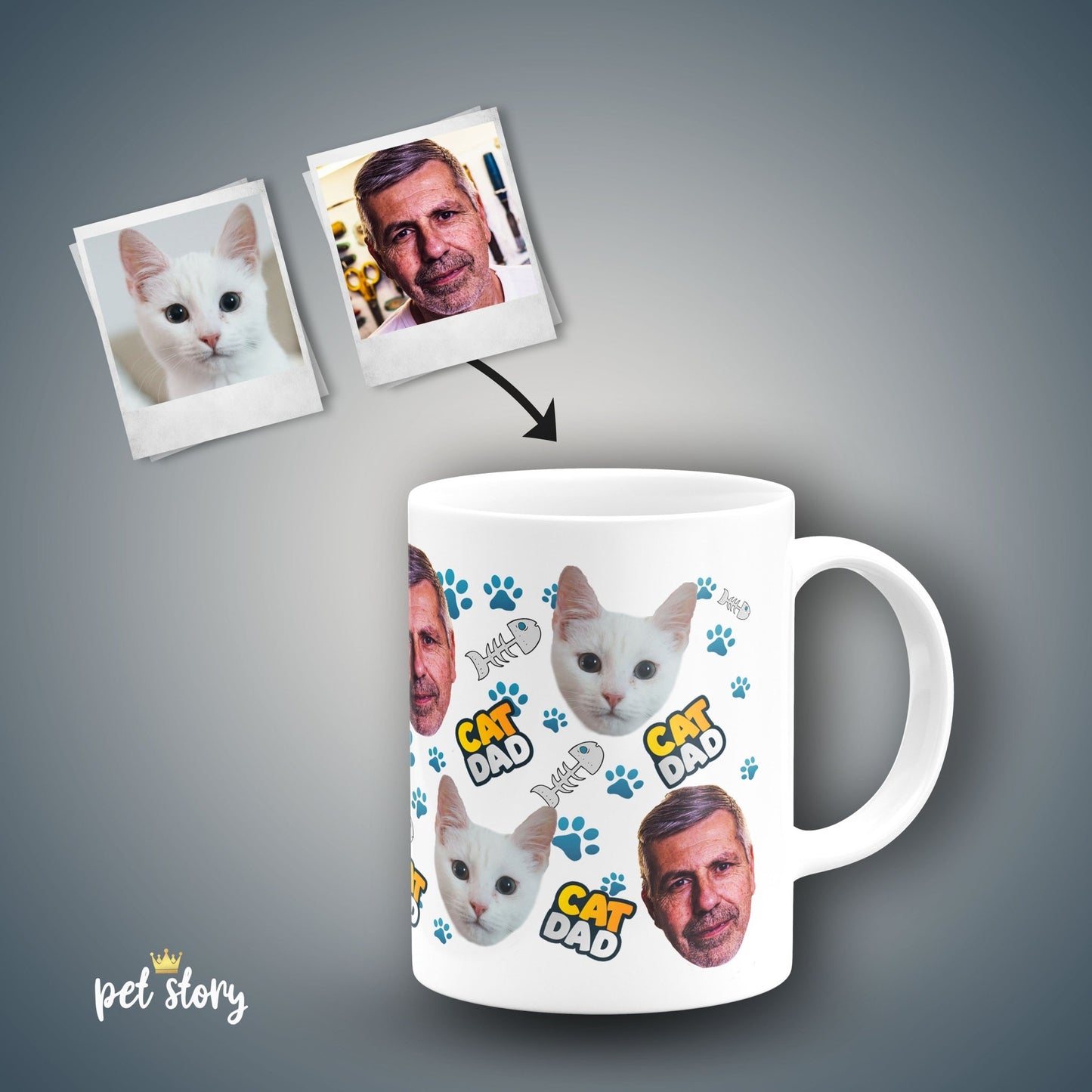 Caneca Cat Dad | Personalizada Animal de Estimação - Pet Story PT