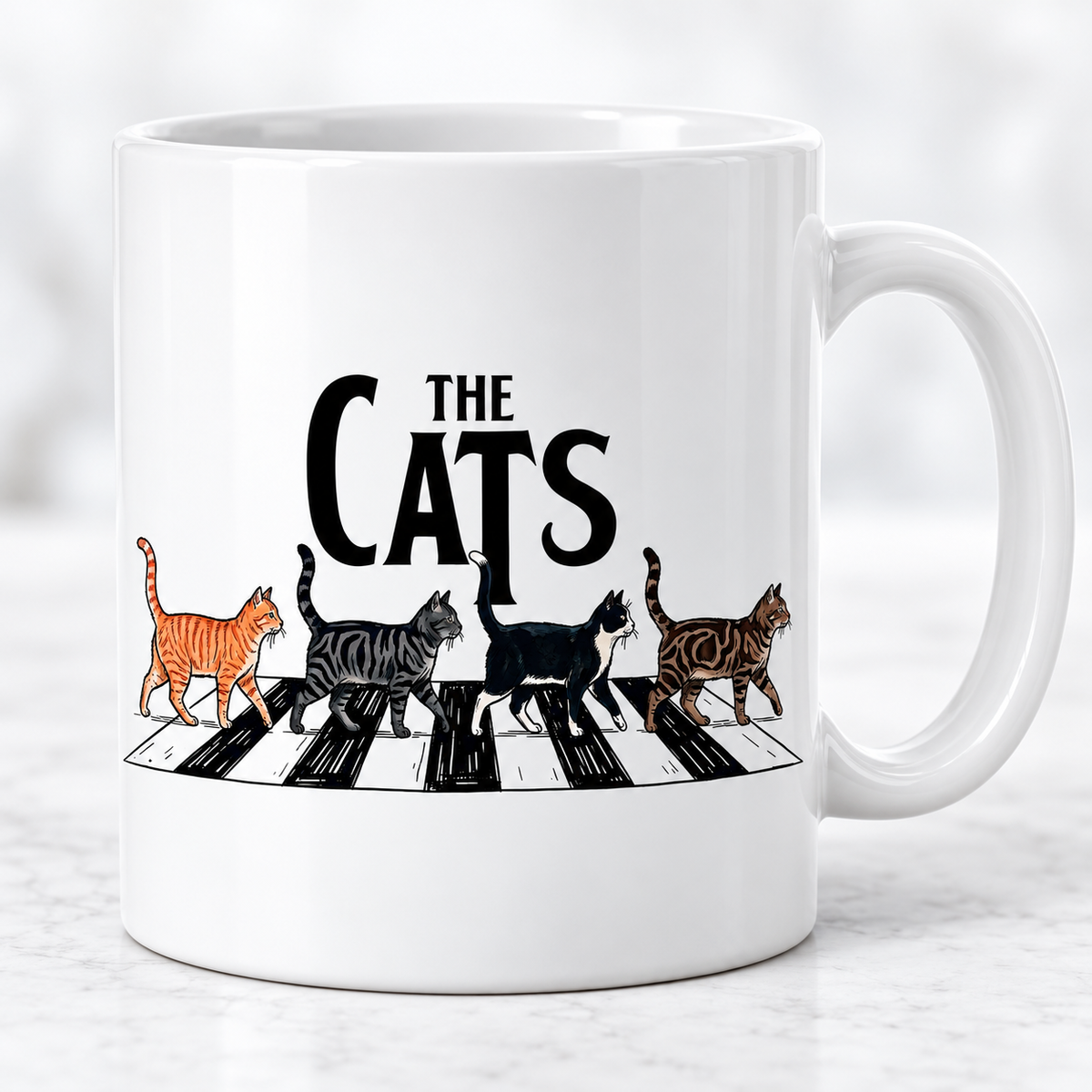 Caneca de cerâmica branca The Cats, 325 ml