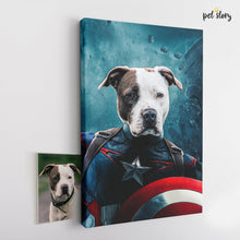 Carregar imagem no visualizador da galeria, Capitão América | Retrato Personalizado de Animal de Estimação - Pet Story PT
