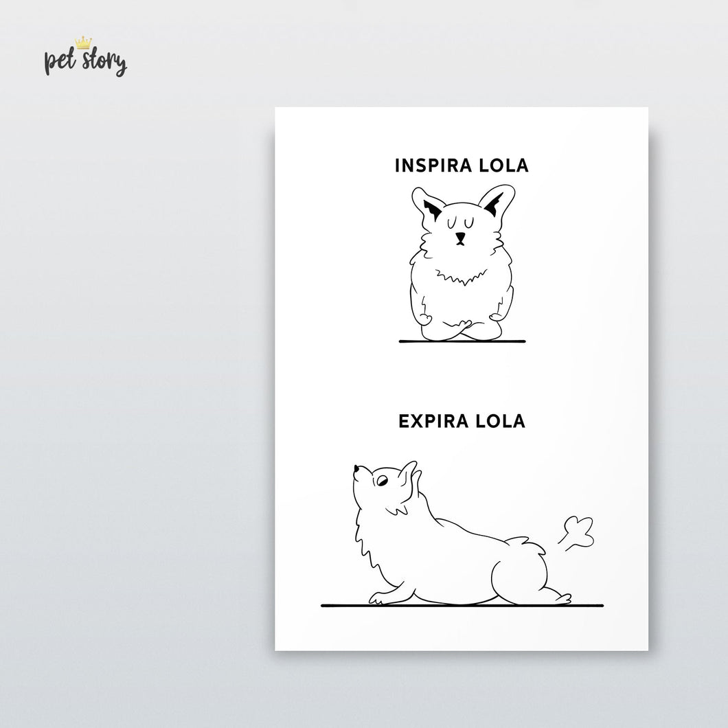 Inspira e Expira - Corgi | Retrato Personalizado de Animal de Estimação - Pet Story PT