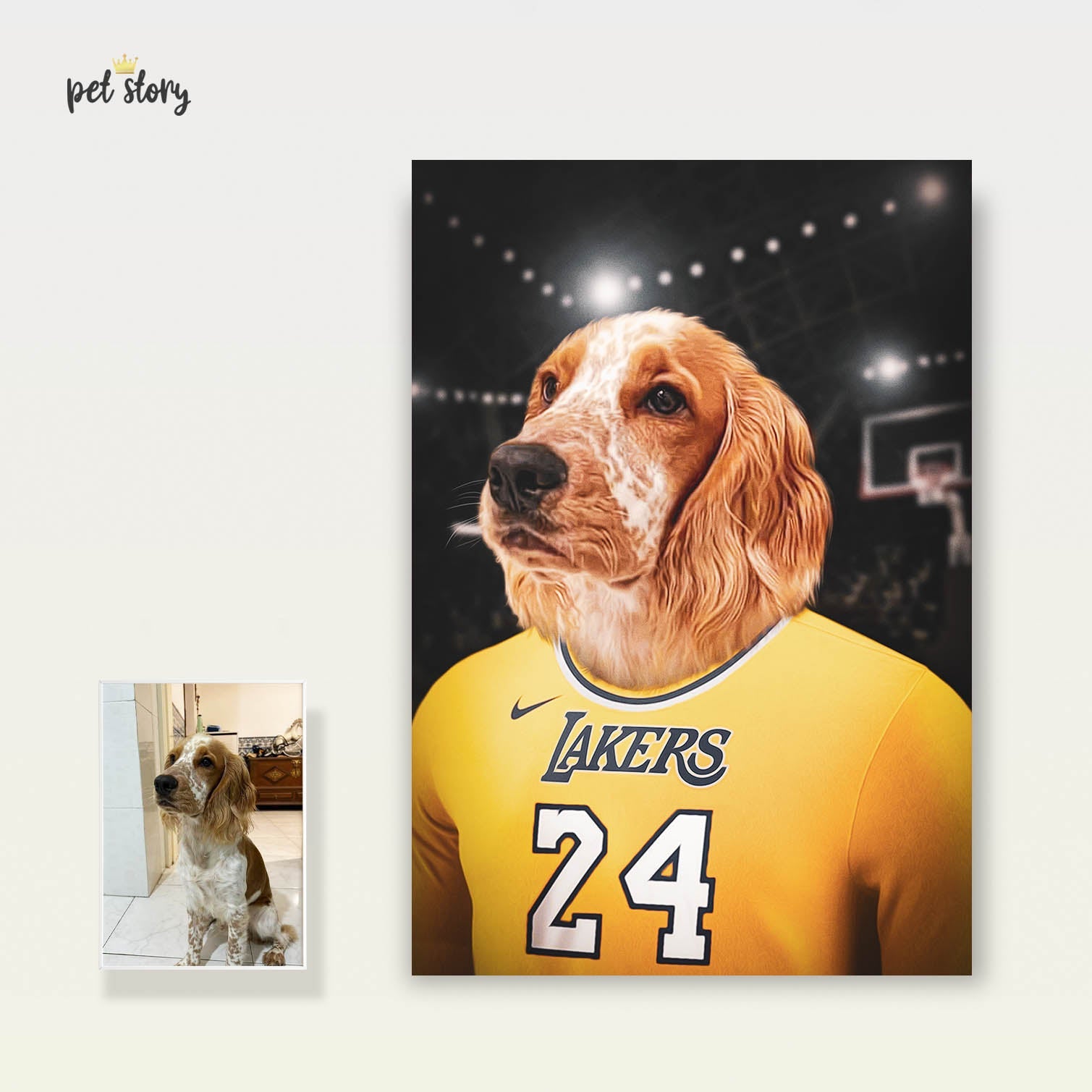 Jogador de Basket Lakers | Retrato Personalizado de Animal de Estimação - Pet Story PT