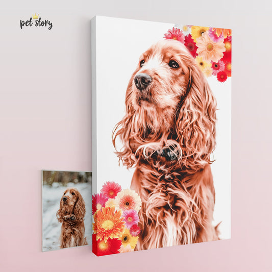Modern Flower | Retrato Personalizado de Animal de Estimação - Pet Story PT