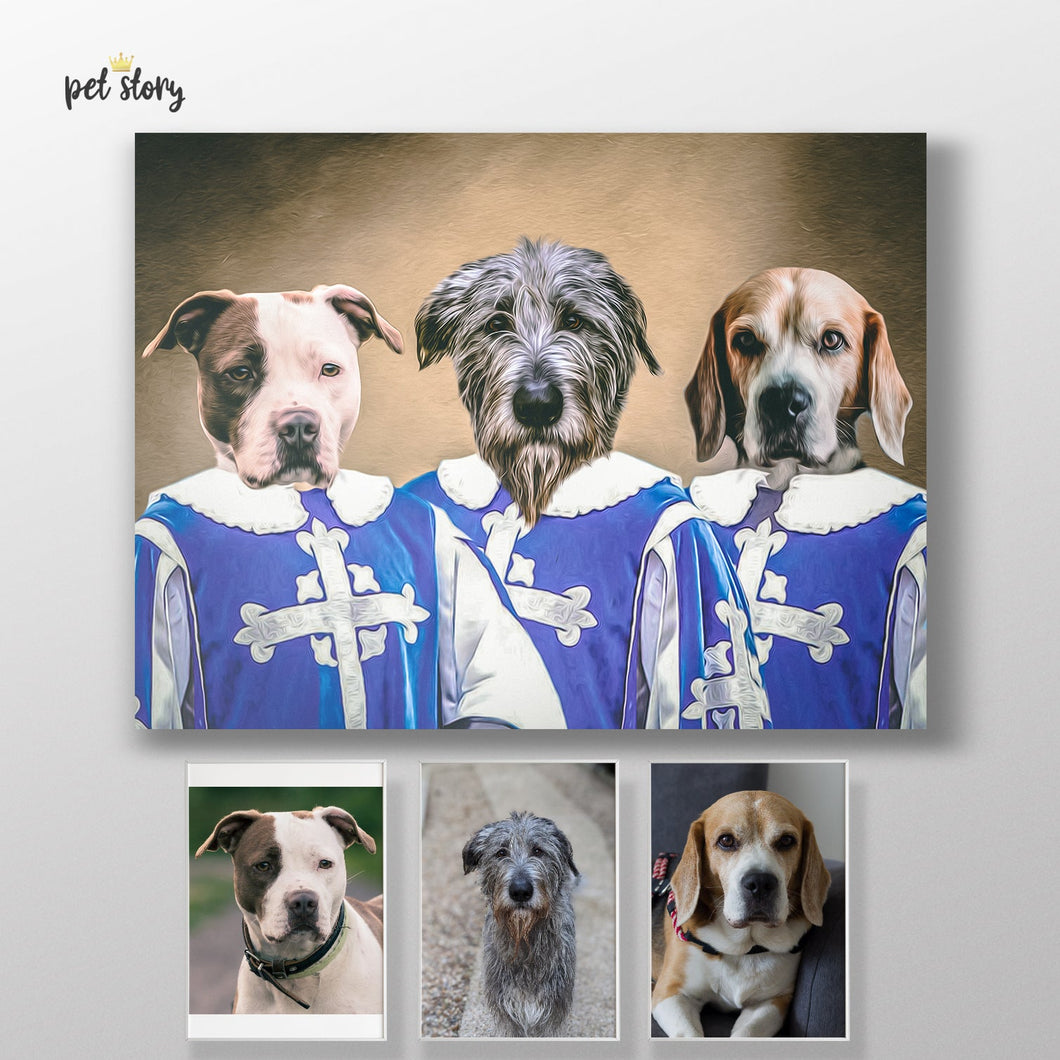 Os 3 Mosqueteiros | Retrato Personalizado de Animal de Estimação - Pet Story PT