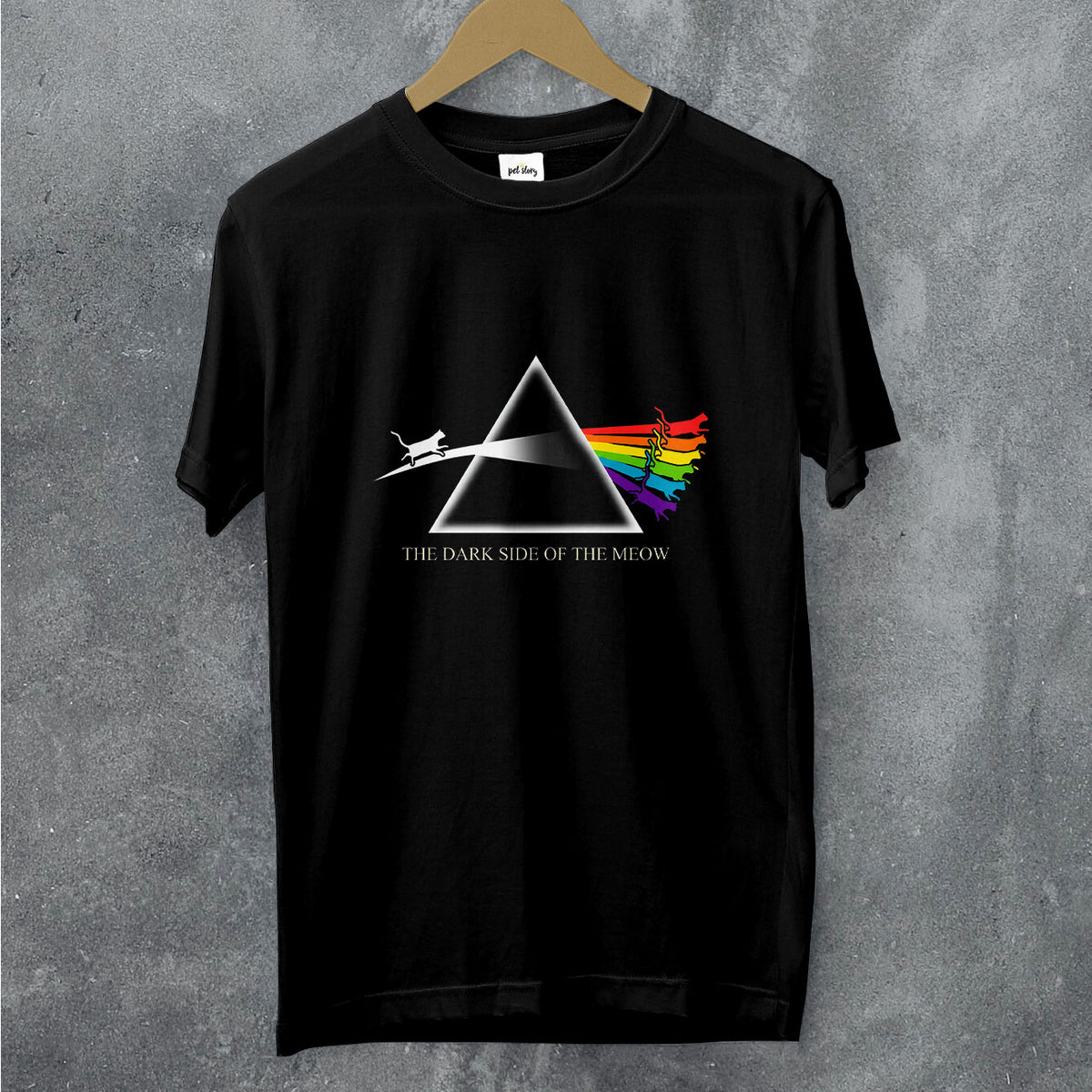 T-shirt The Dark Side of the Meow Prisma preto, Pet Story