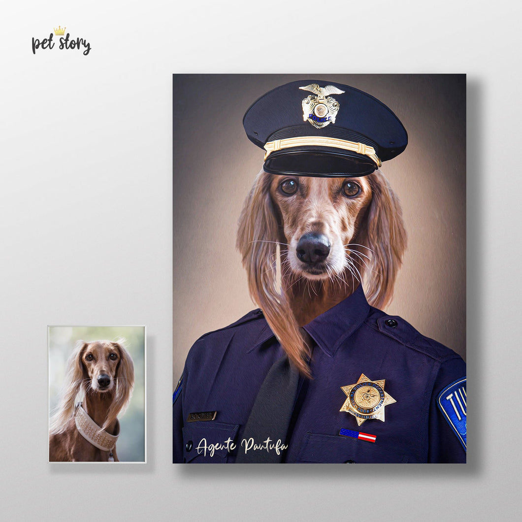 Polícia Fêmea | Retrato Personalizado de Animal de Estimação - Pet Story PT