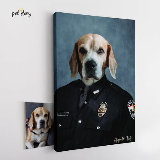 Polícia Macho | Retrato Personalizado de Animal de Estimação - Pet Story PT