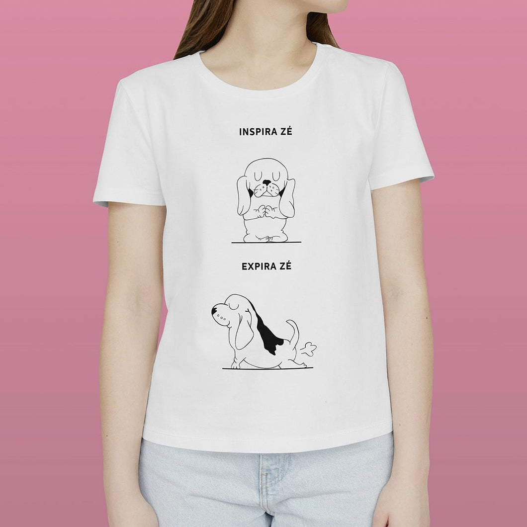 T - shirt Inspira e Expira - Basset Hound | Personalizada de Animal de Estimação - Pet Story PT