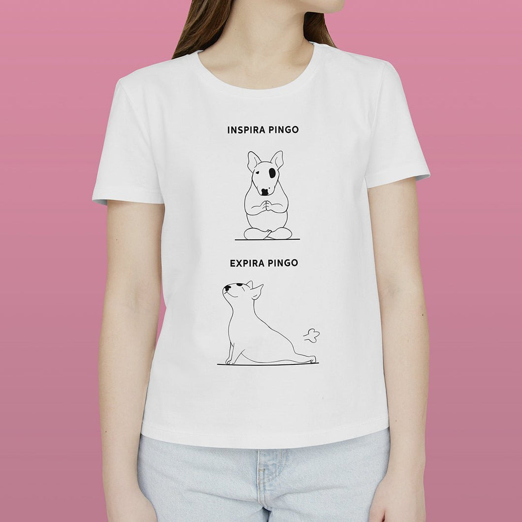 T - shirt Inspira e Expira - Pitbull | Personalizada de Animal de Estimação - Pet Story PT