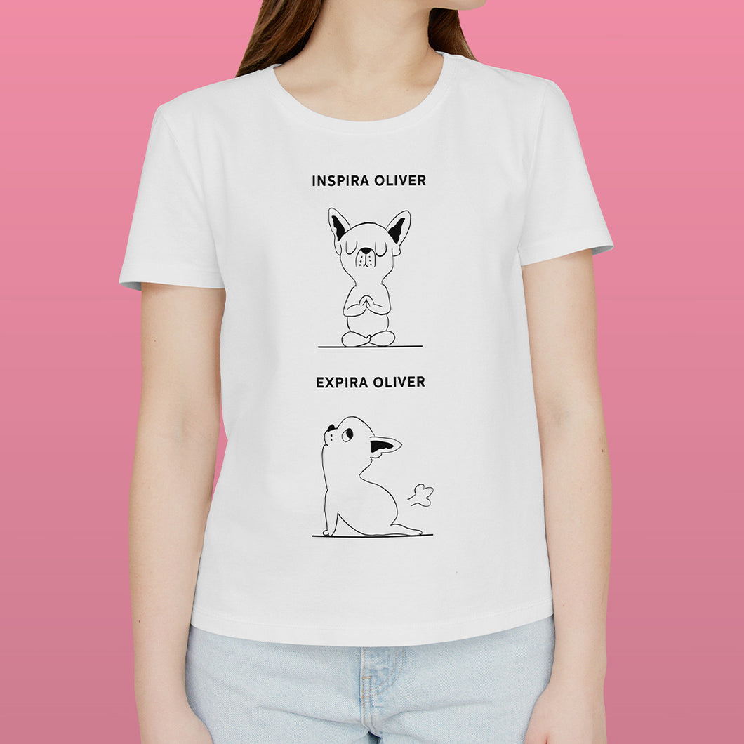 T-shirt Inspira e Expira - Chihuahua | Personalizada de Animal de Estimação