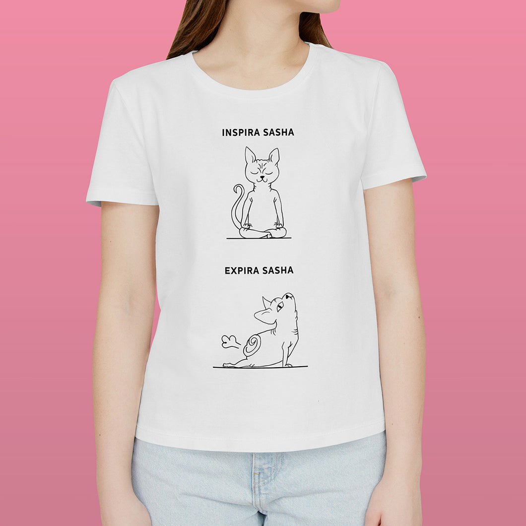 T-shirt Inspira e Expira - Sphynx | Personalizada de Animal de Estimação