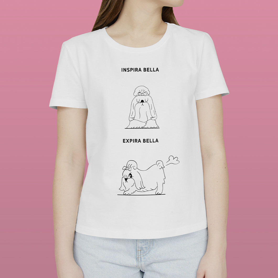 T-shirt Inspira e Expira - Shih Tzu | Personalizada de Animal de Estimação