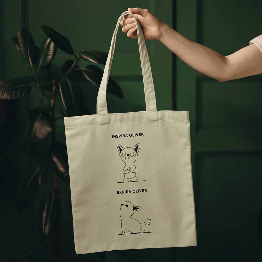 Tote bag Inspira e Expira | Personalizado de Animal de Estimação - Pet Story PT
