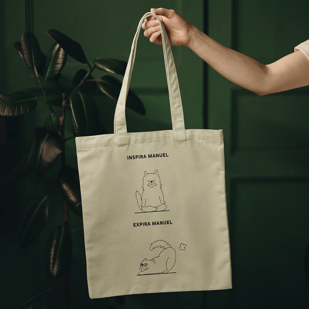 Tote bag Inspira e Expira | Personalizado de Animal de Estimação - Pet Story PT