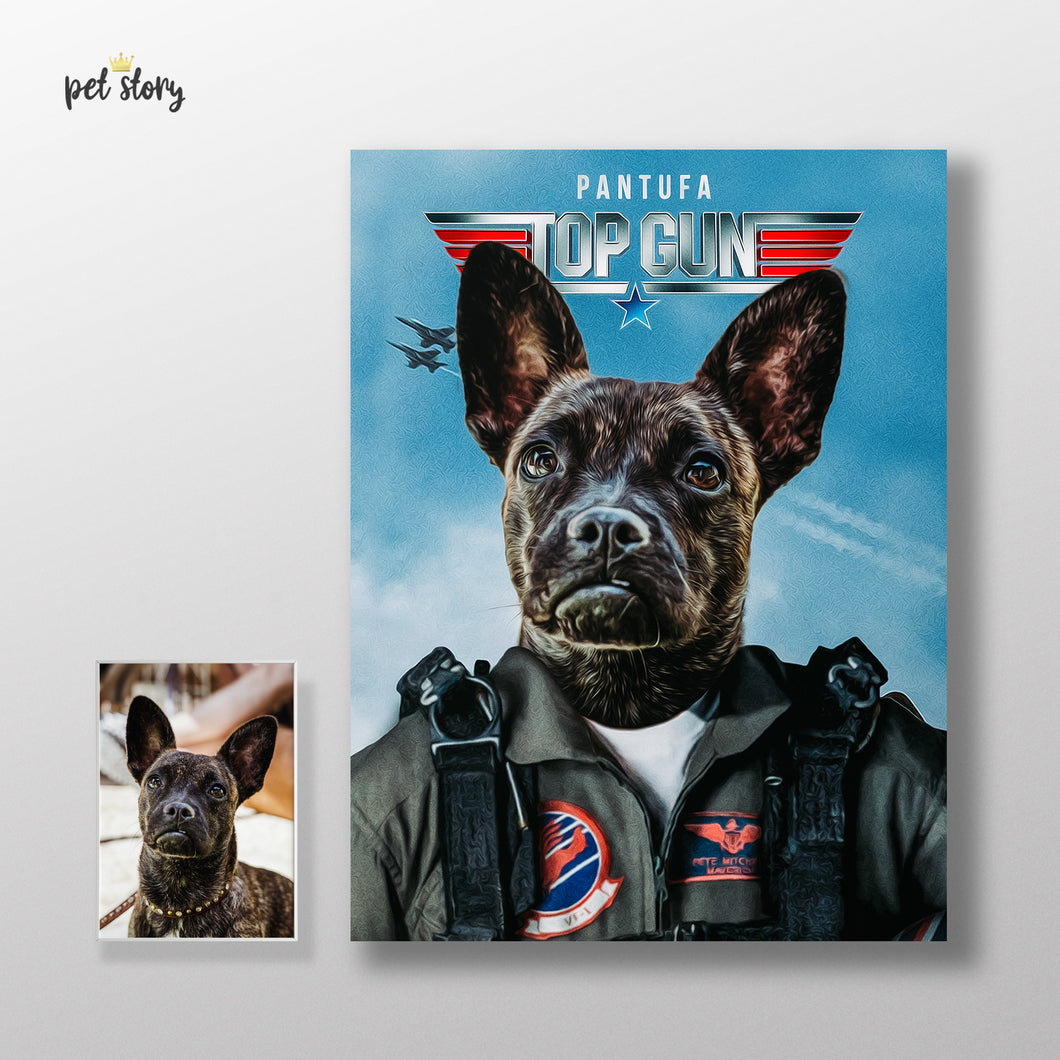 Top Gun | Retrato Personalizado de Animal de Estimação