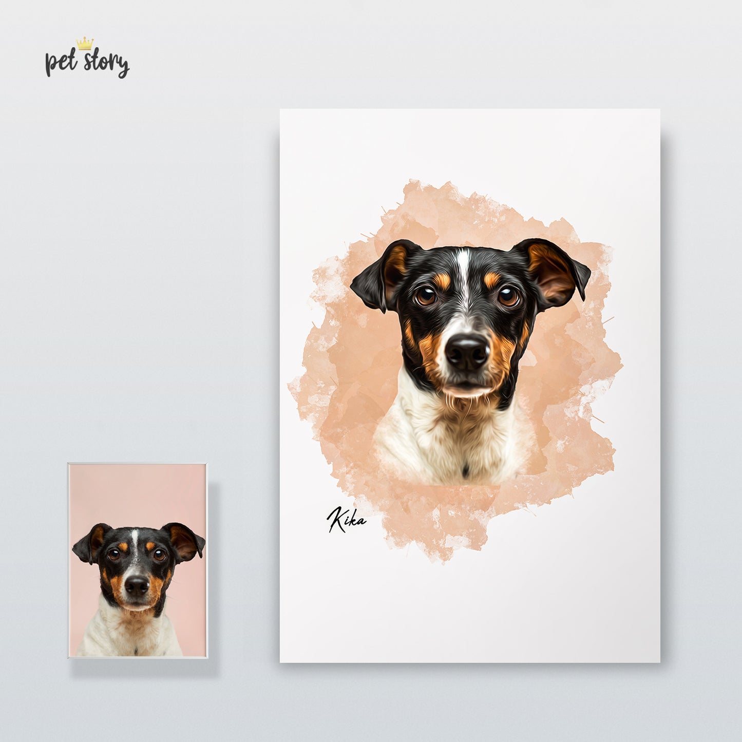 Acuarela Desnuda | Retrato de mascota personalizado
